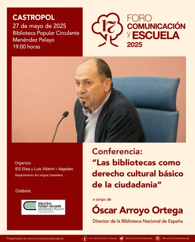 La Biblioteca Popular Circulante Menéndez Pelayo de Castropol recibe la visita del director de la Biblioteca Nacional
