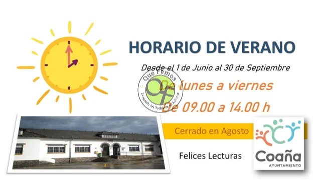 Horario de verano de la Biblioteca Gonzalo Anes de Ortiguera