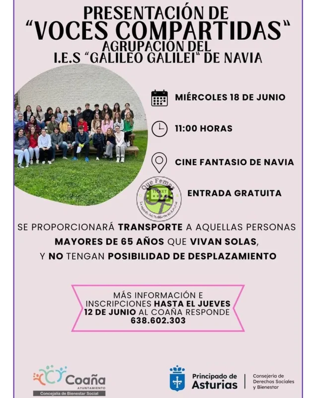 Voces Compartidas se presentará en el Fantasio de Navia