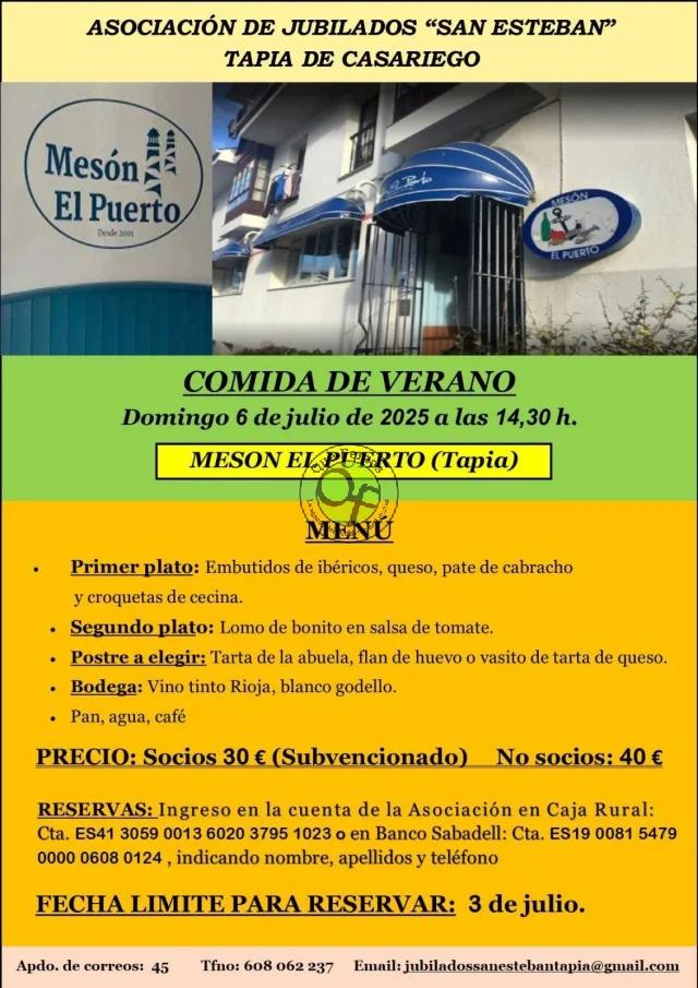 Comida de verano de la Asociación de Jubilados San Esteban de Tapia