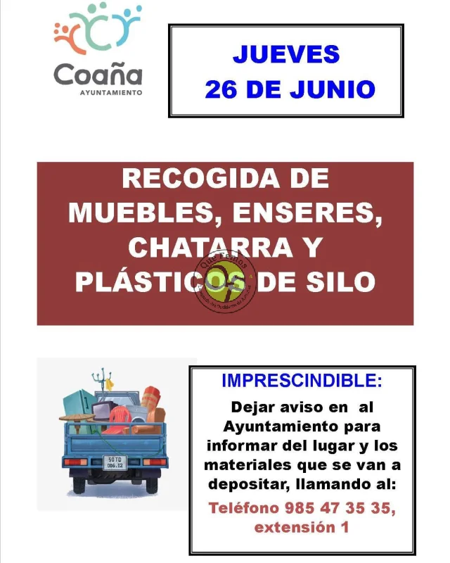 Recogida de muebles, enseres, chatarra y plásticos de silo en Coaña
