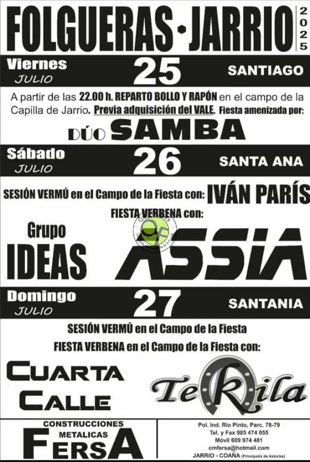Fiestas de Santiago y Santa Ana 2025 en Jarrio y Folgueiras