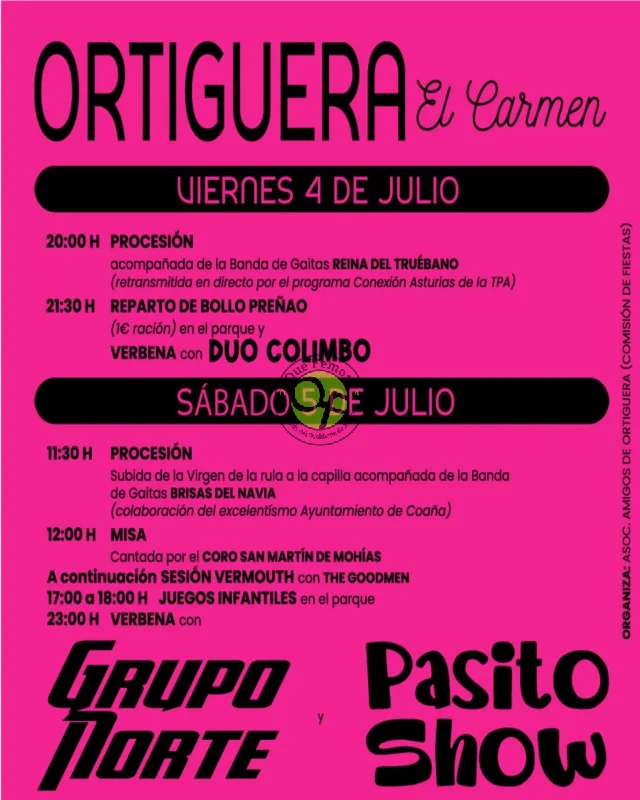 Fiesta de El Carmen 2025 en Ortiguera