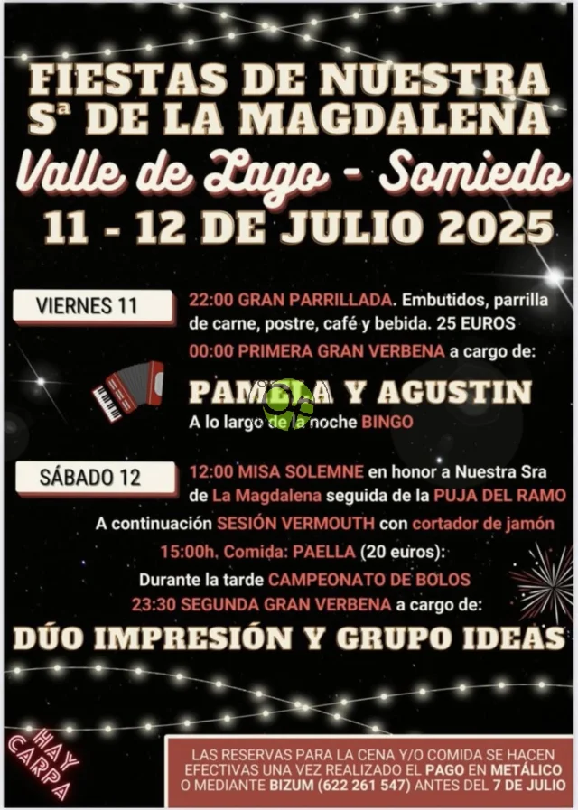 Fiestas de Nuestra Señora de la Magdalena 2025 en Valle de Lago