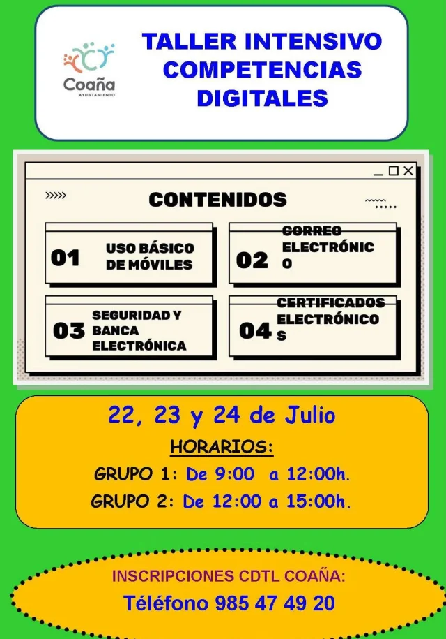 Taller intensivo de Competencias Digitales en el CDTL de Coaña
