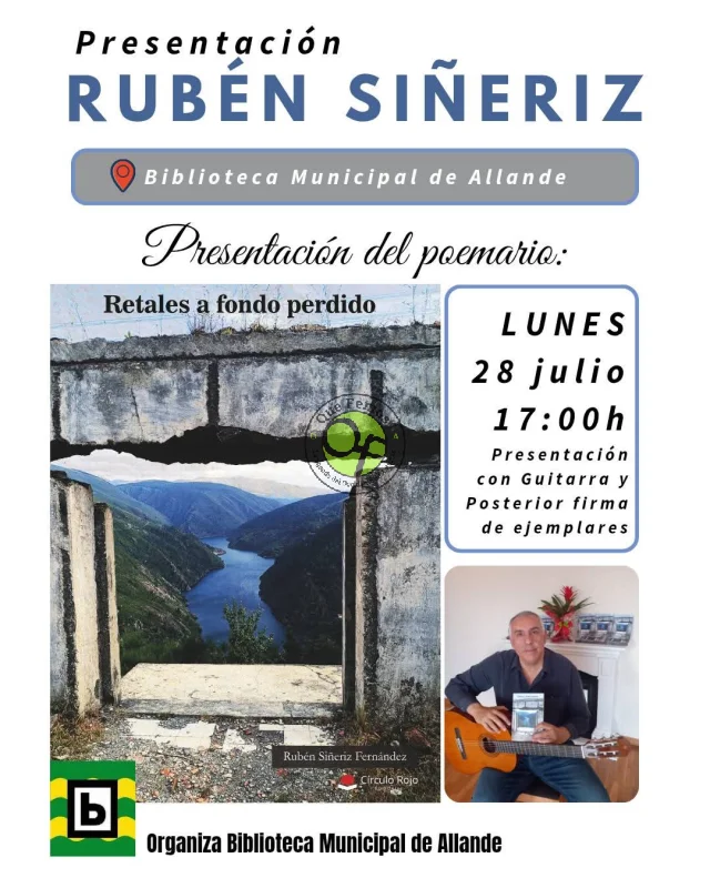  Rubén Siñeriz presentará su poemario 
