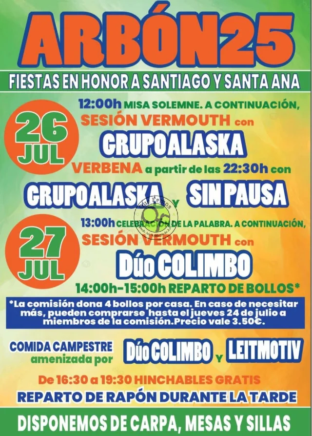 Fiestas de Santiago y Santa Ana 2025 en Arbón