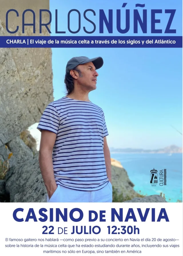 Charla del gaitero Carlos Núñez en Navia