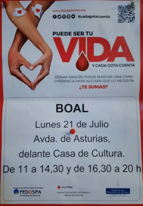 Donación de sangre en Boal el lunes 21 de julio