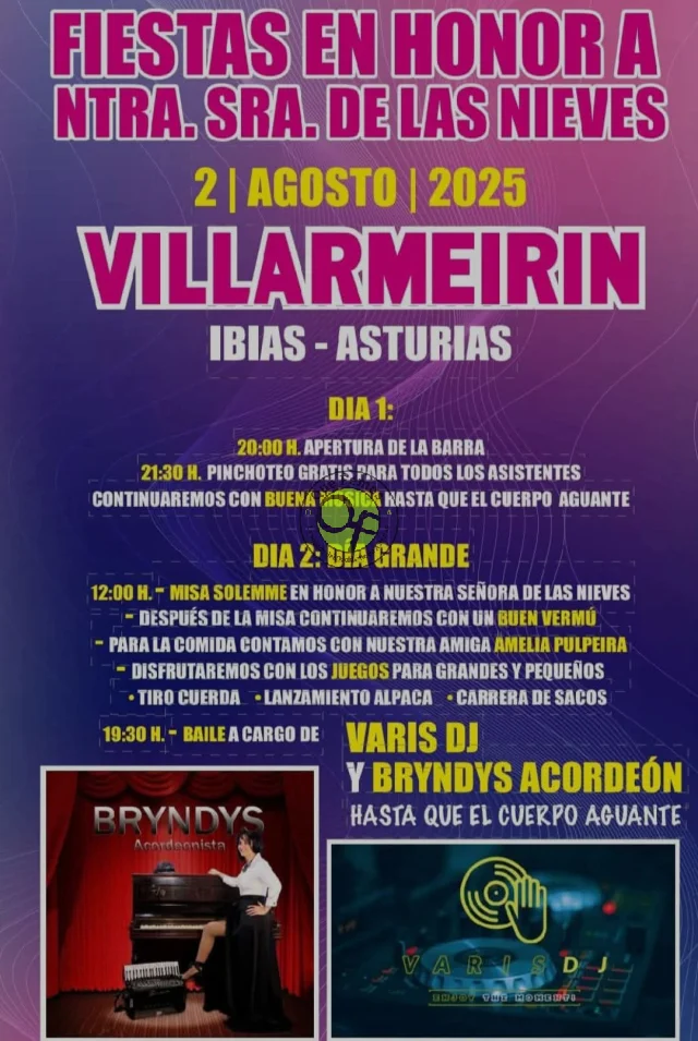Fiestas de Nuestra Señora de las Nieves 2025 en Villarmeirín