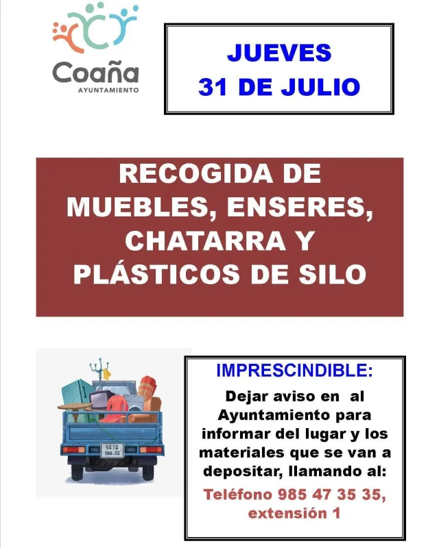 Recogida de enseres en Coaña: julio 2025