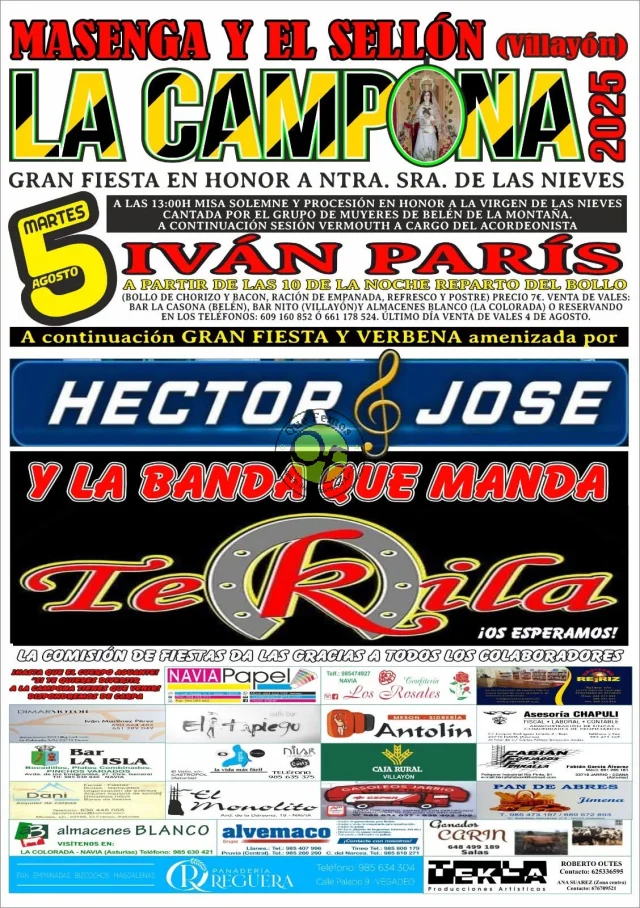 Fiesta en honor a Nuestra Señora de las Nieves 2025 en Masenga y El Sellón 