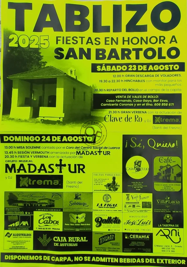 Fiestas de San Bartolo 2025 en Tablizo