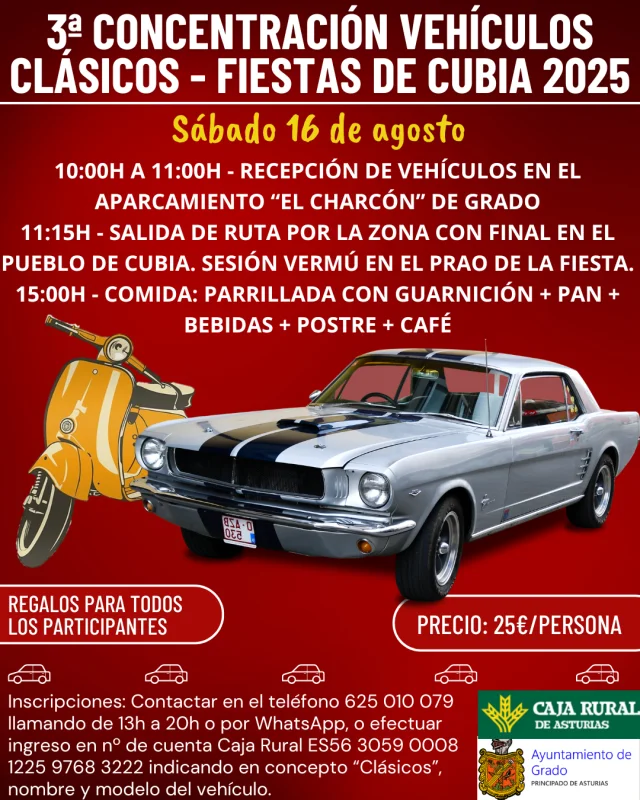 Concentración de vehículos clásicos fiestas de Cubia 
