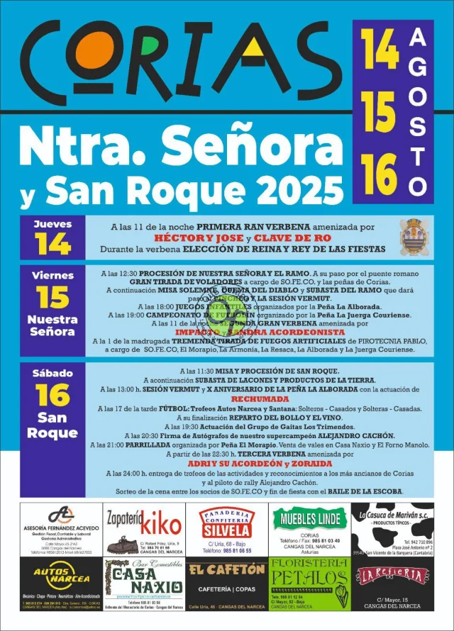 Fiestas de Nuestra Señora y San Roque 2025 en Corias