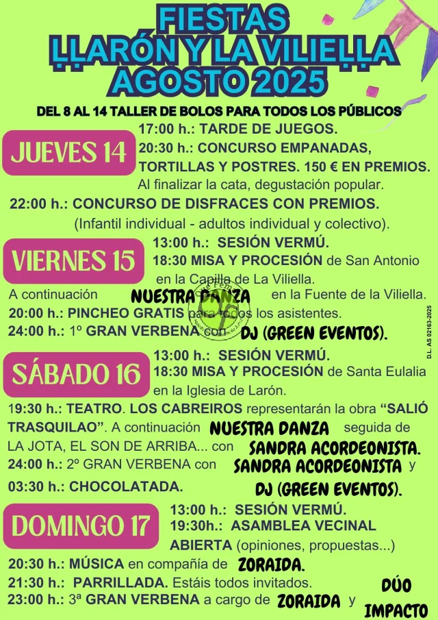Fiestas de L.larón y La Viliel.la 2025