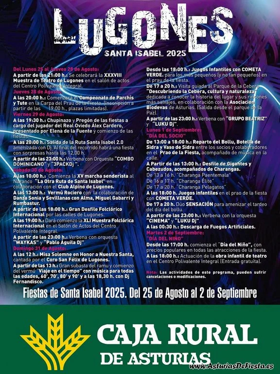 Fiestas de Santa Isabel 2025 en Lugones