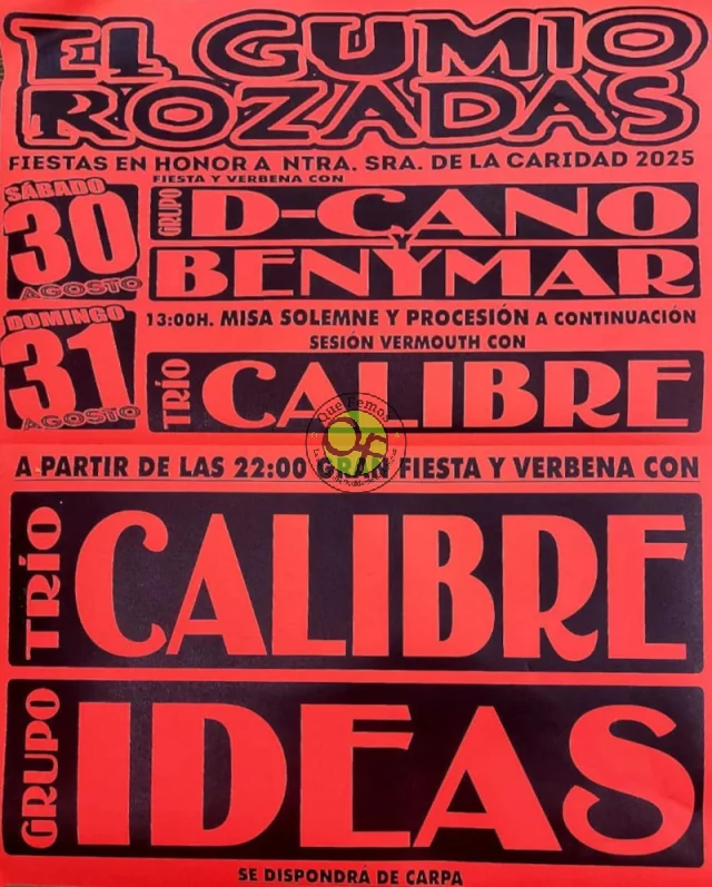 Fiestas de Nuestra Señora de La Caridad 2025 en El Gumio y Rozadas