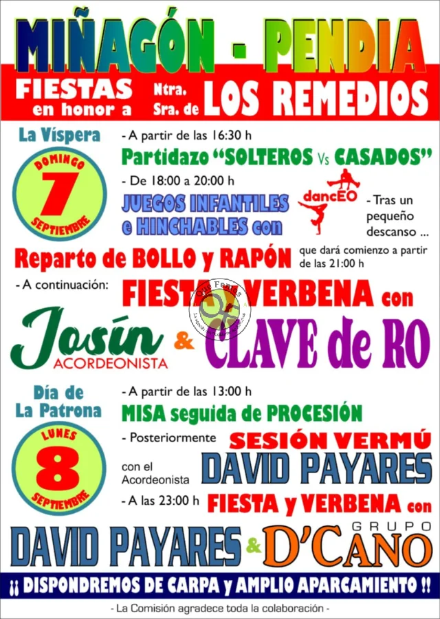 Fiestas de Nuestra Señora de los Remedios 2025 en Miñagón y Pendia
