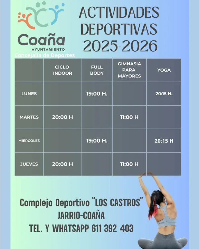 Se abre la matrícula para las actividades deportivas 2025-2026 en el Complejo Deportivo Los Castros
