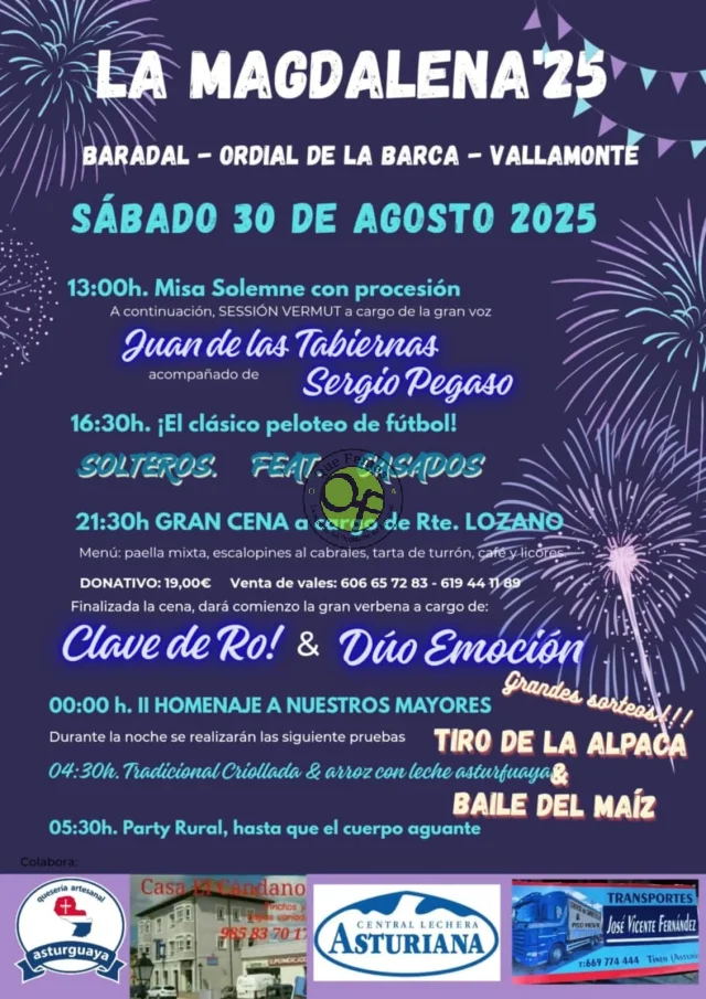 Fiesta de La Magdalena 2025 en Baradal, Ordial de la Barca y Vallamonte
