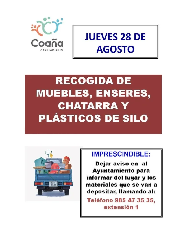 Recogida de enseres en Coaña: agosto 2025