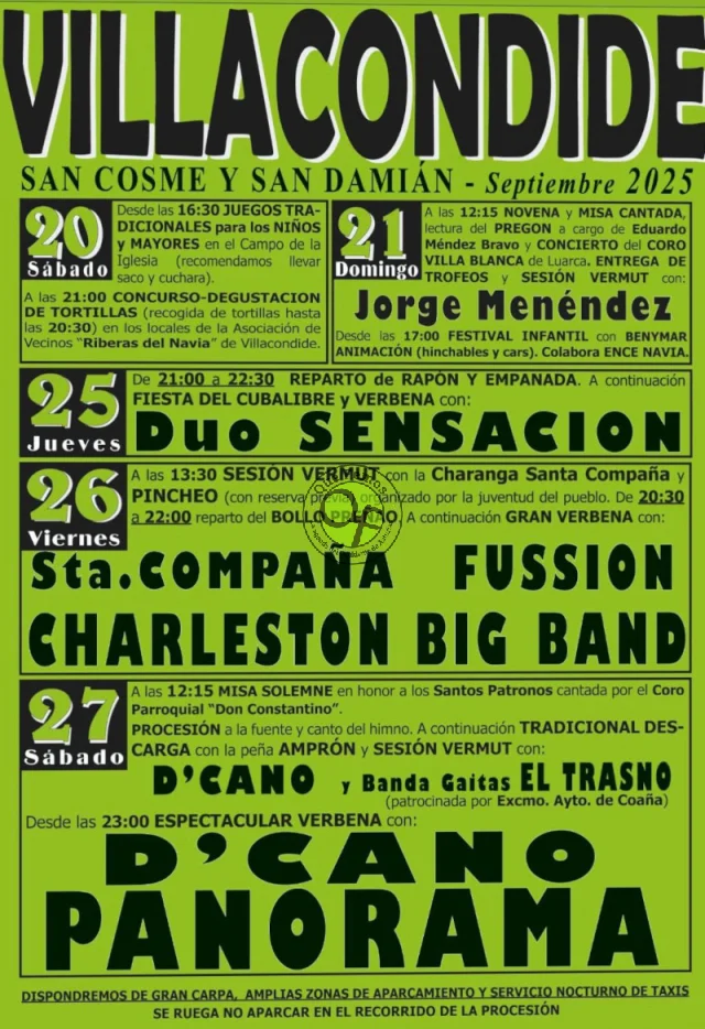 Fiestas de San Cosme y San Damián 2025 en Villacondide
