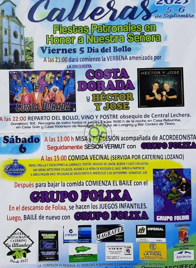 Fiestas de Nuestra Señora 2025 en Calleras