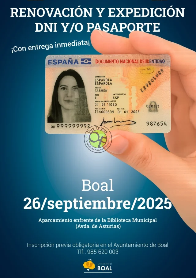 Renovación/expedición del DNI y el pasaporte en Boal