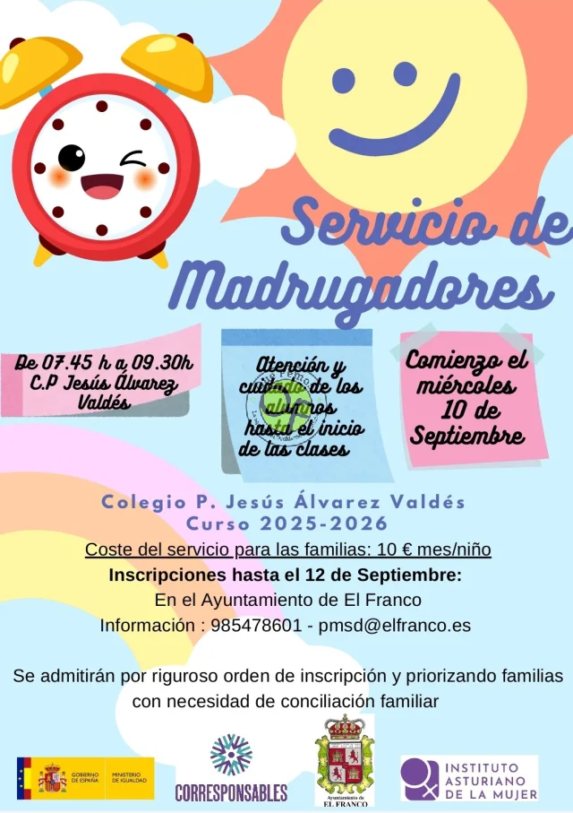 Servicio de madrugadores en los colegios de El Franco