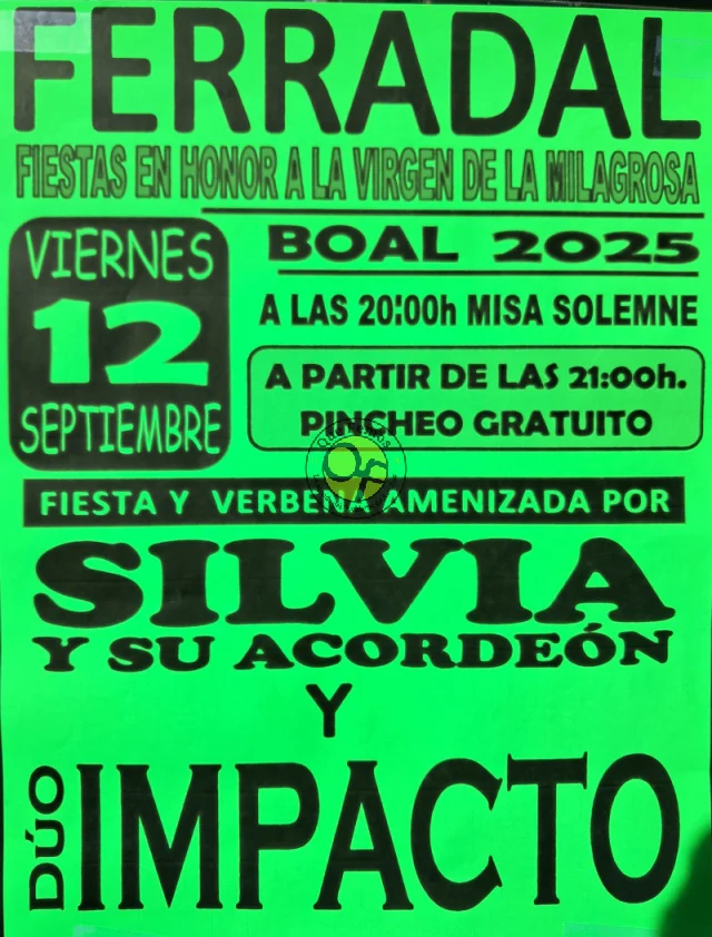 Fiestas de La Milagrosa 2025 en Ferradal