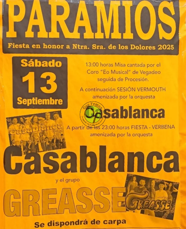 Fiesta de Nuestra Señora de los Dolores 2025 en Paramios