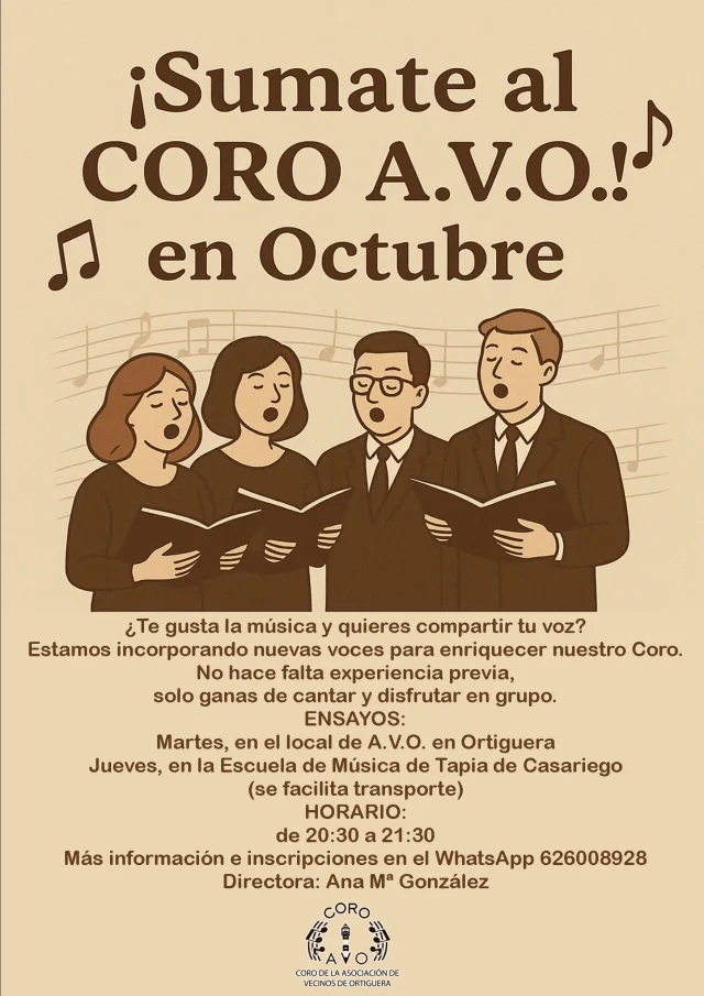Abierto plazo para sumarse al Coro AVO de Ortiguera desde octubre 2025