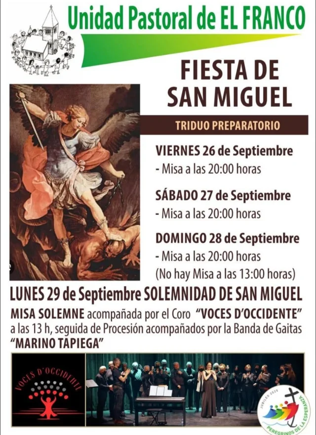 Misas y procesión en la Unidad Pastoral de El Franco con motivo de San Miguel 2025