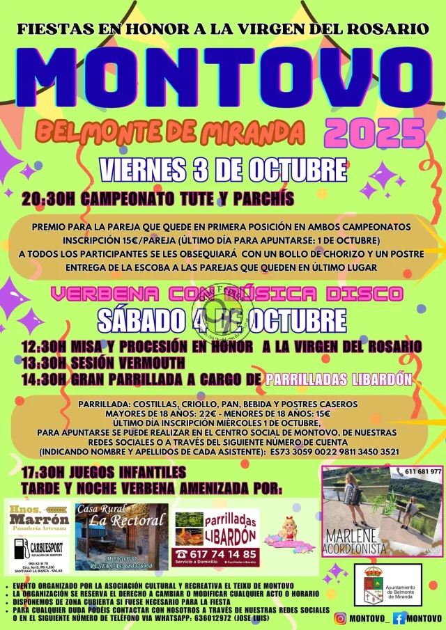 Fiestas en honor a la Virgen del Rosario 2025 en Montovo