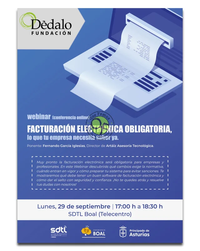 Boal acoge un webinar sobre la facturación electrónica