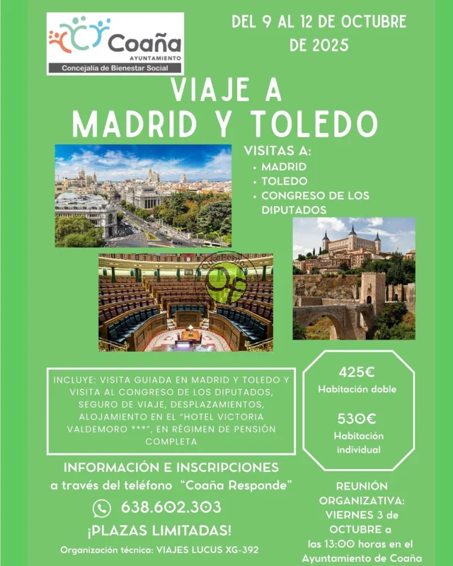 Coaña viaja a Madrid y Toledo