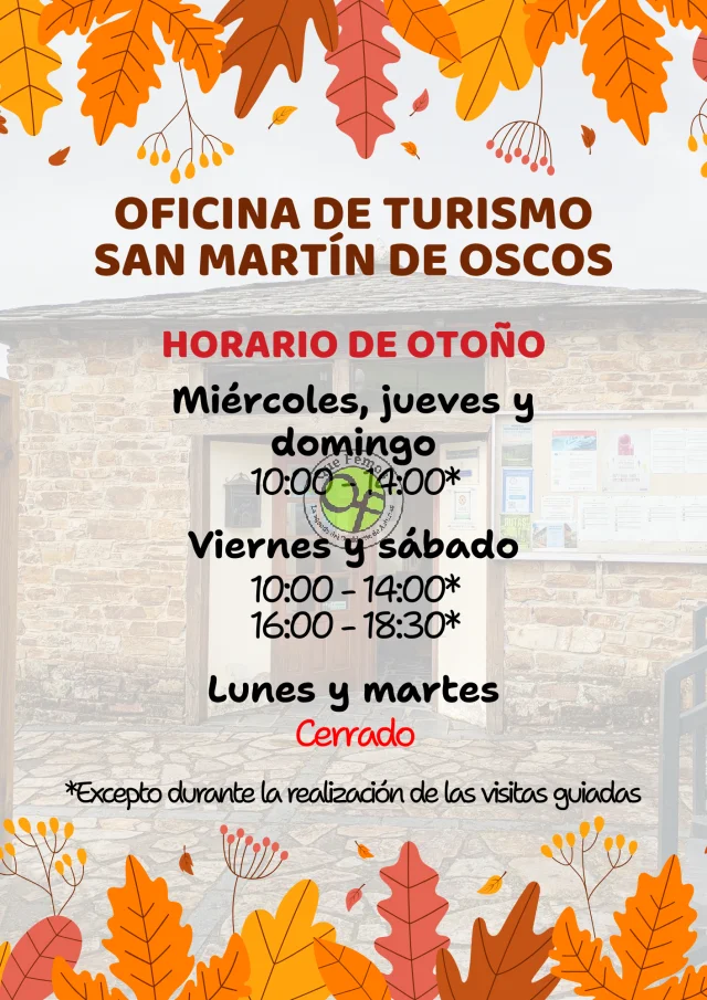 Horarios de la Oficina de Turismo de San Martín de Oscos durante el otoño
