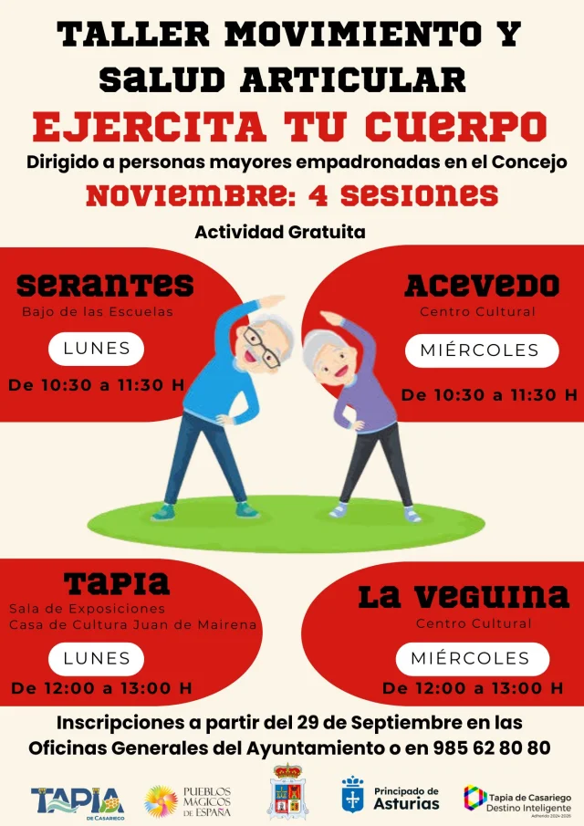 Taller de Movimiento y Salud Articular en el concejo de Tapia de Casariego