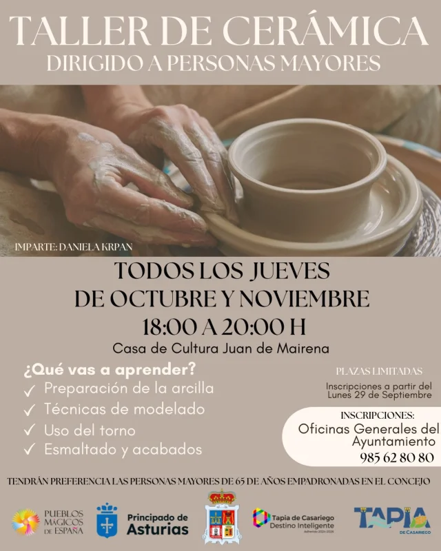 Taller de Cerámica para personas mayores en Tapia de Casariego