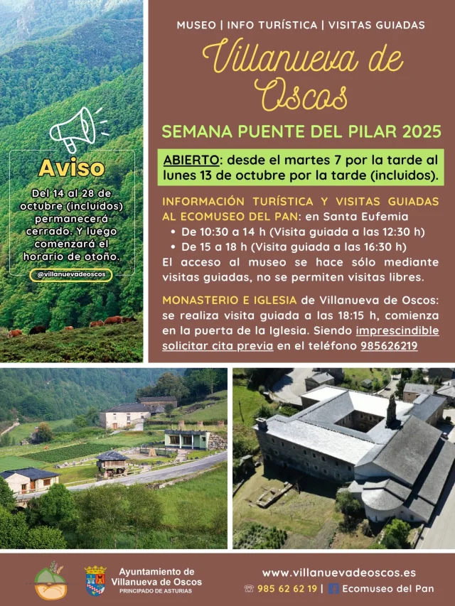 Visitas guiadas, información turística y más en Villanueva de Oscos: Puente del Pilar 2025