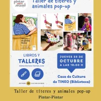 Taller de títeres y animales pop-up en la Biblioteca de Tineo con Pintar Pintar