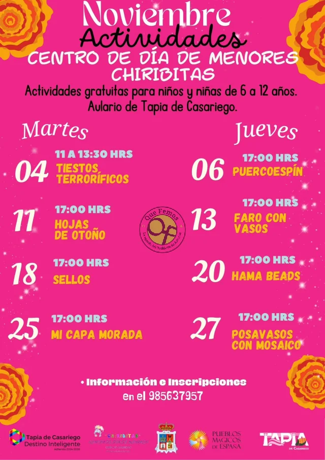 Actividades en el Centro de Día de Menores de Tapia: mes de noviembre
