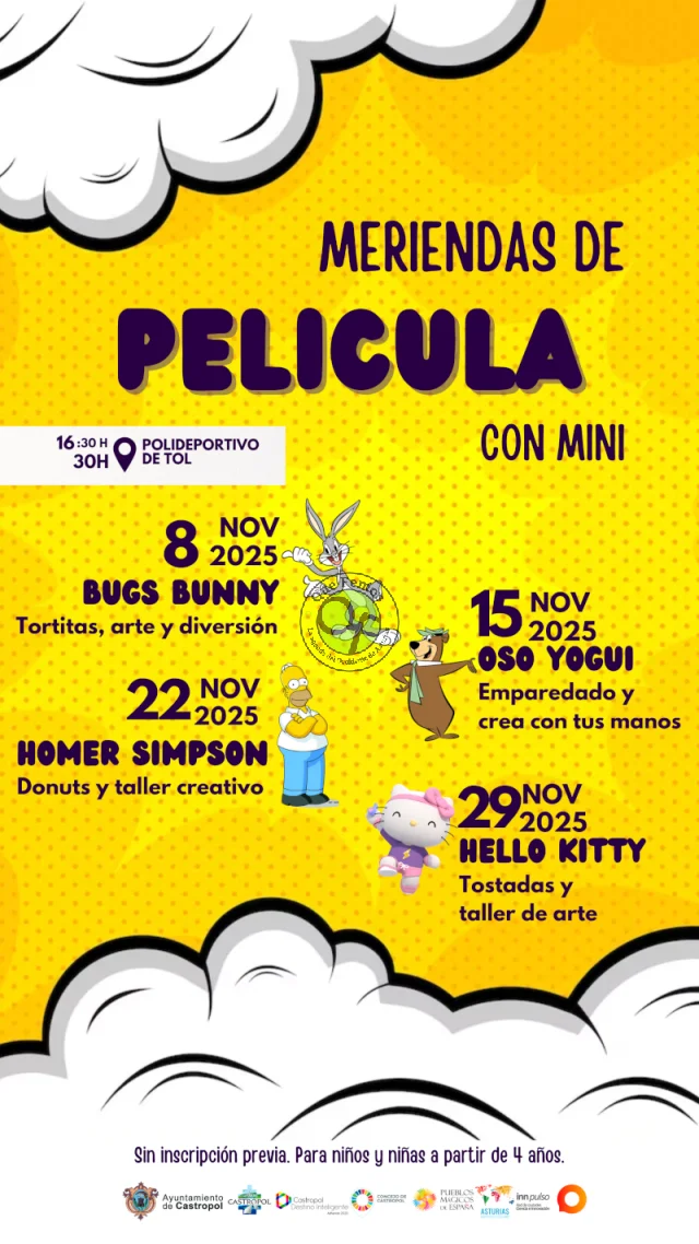 Los sábados de noviembre en Tol disfrutarán de las Meriendas de Película con Mini