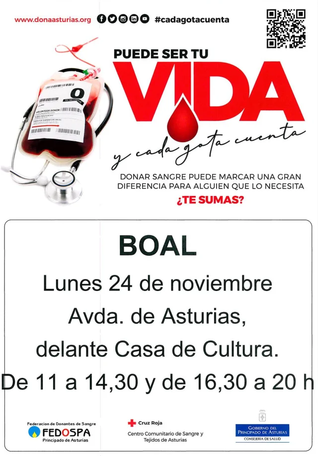 Donación de sangre en Boal: noviembre 2025