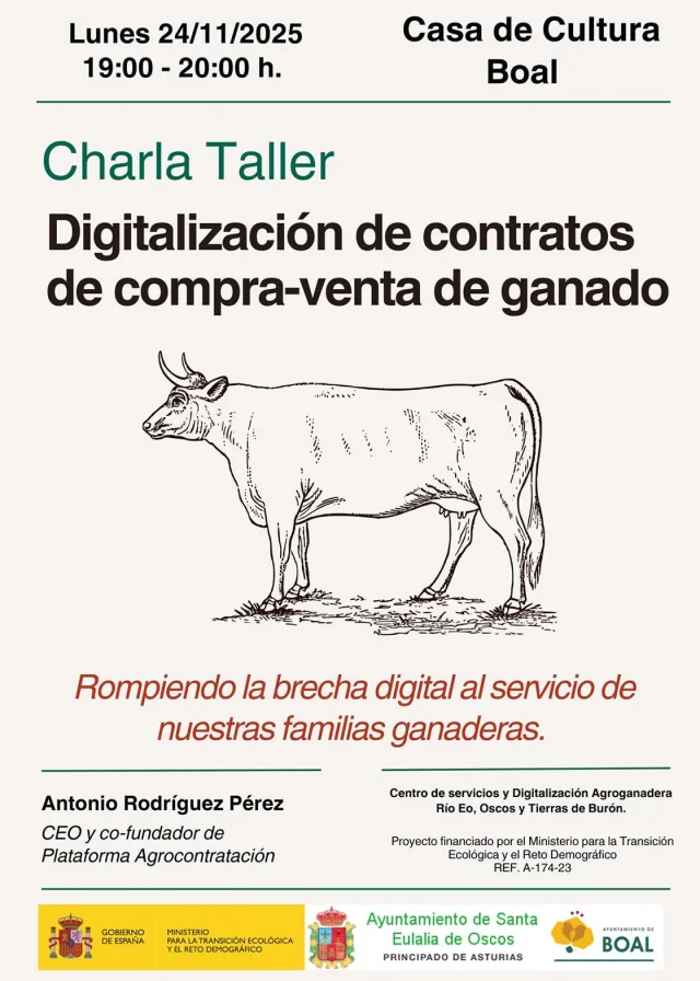 Boal acoge un taller sobre digitalización de contratos de compra-venta de ganado