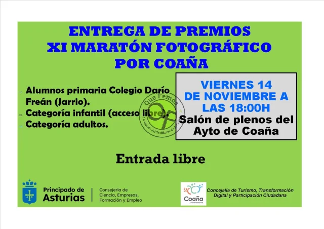 Los premios del XI Maratón Fotográfico por Coaña se entregarán el próximo viernes en el ayuntamiento local