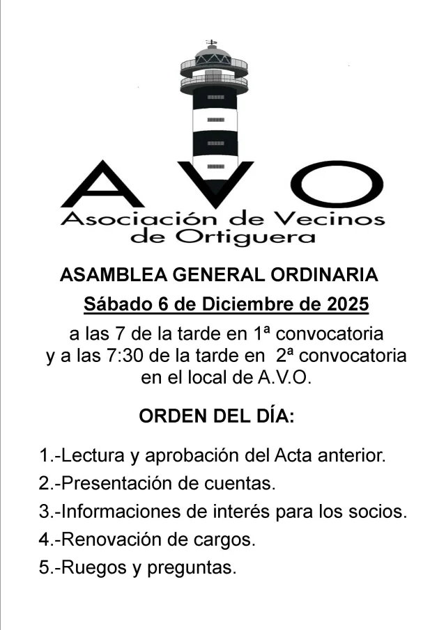 La Asociación de Vecinos de Ortiguera organiza una Asamblea General Ordinaria