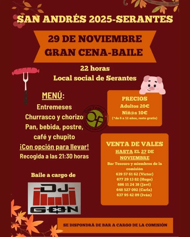 Cena-baile de San Andrés 2025 en Serantes