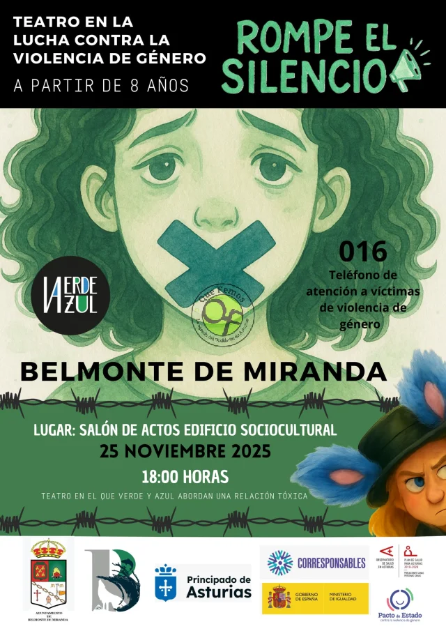 En Belmonte de Miranda celebran el Día Internacional contra la Violencia de Género con una tarde de teatro
